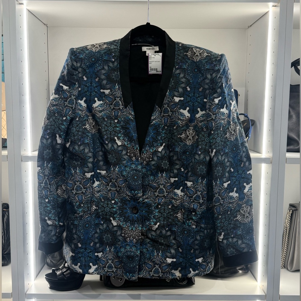 Pre Owned Helmut Lang Sz 10 Blue Floral Jacket